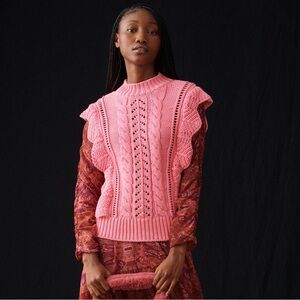 Anthropologie Essentiel Antwerp Ruffled Sweater Vest EUC Size Small